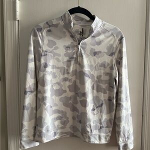 johnnie-O Light Gray Camo Quarter-Zip Pullover